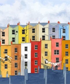 Colorful Houses In Bristol paint by numbers