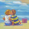 Boy And His Sister In Beach paint by numbers