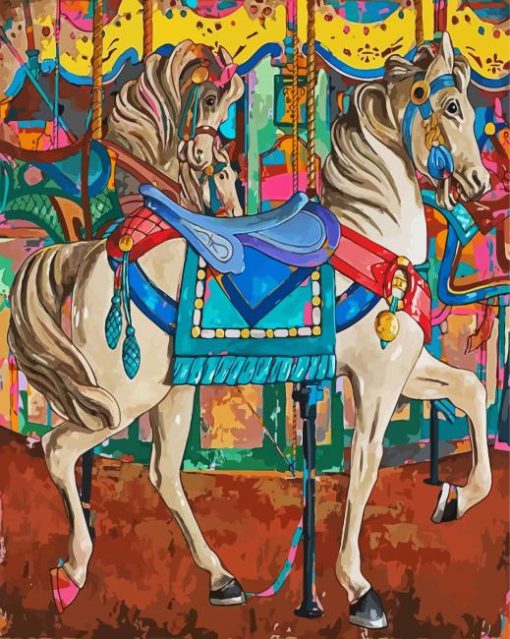 White Carousel Horse paint by numbers