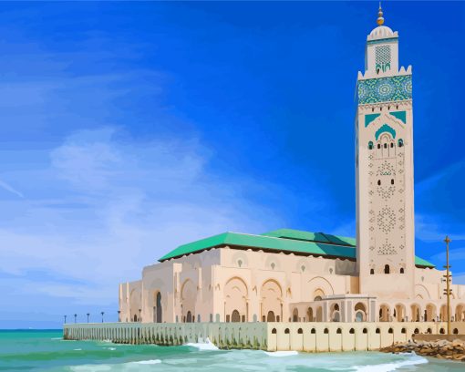 Casablanca Hassan II Mosque paint by numbers