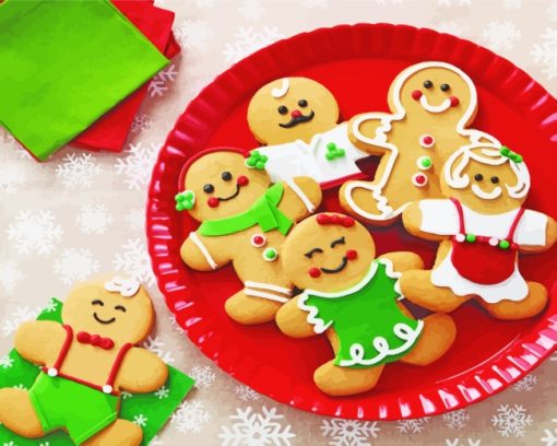 Christmas Gingerbread Man Cookies paint by numbers