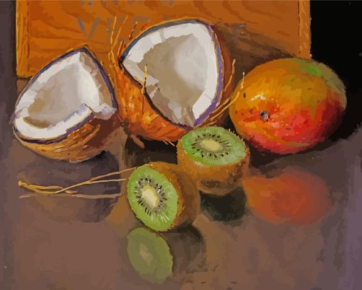 Coconut Mango Kiwi Fruits paint by numbers