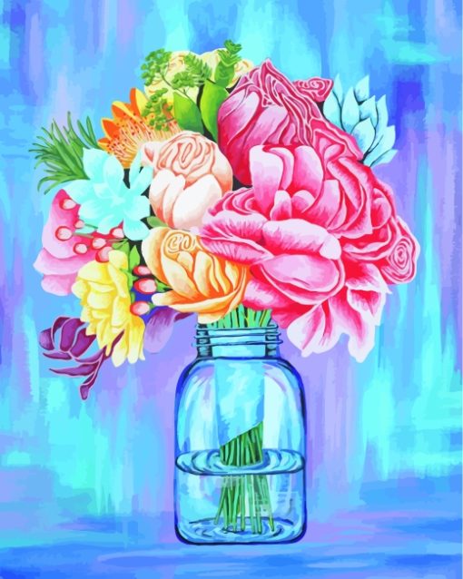Colorful Flowers In Jar paint by numbers