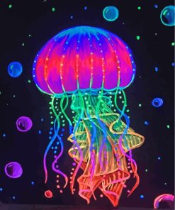 Colorful Neon Jellyfish Art paint by numbers