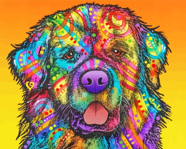 Colorful Newfoundland Dog paint by numbers