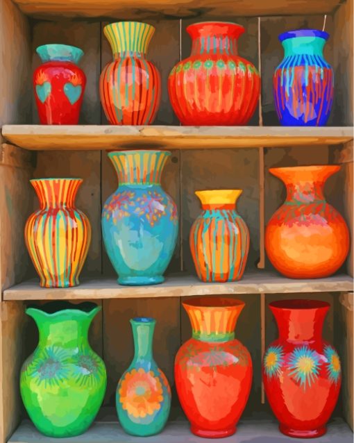 Colorful Pottery Vases paint by numbers
