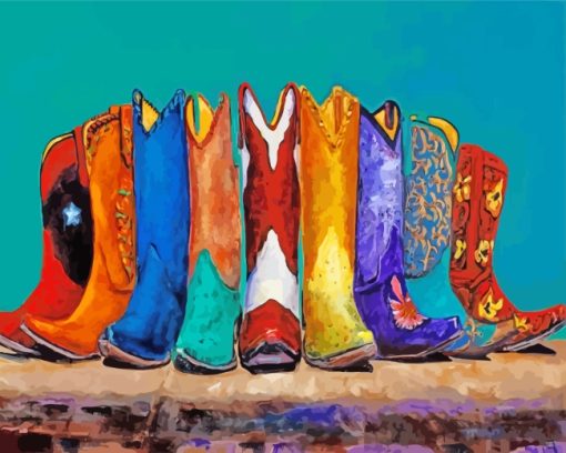 Colorful Cowboy Boots paint by numbers