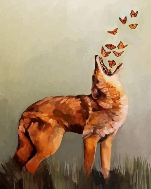 Butterflies And Coyote paint by numbers