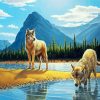 Coyote Drinking Water paint by numbers