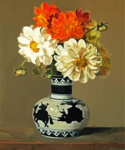 Dahlias Vase Still Life paint by numbers