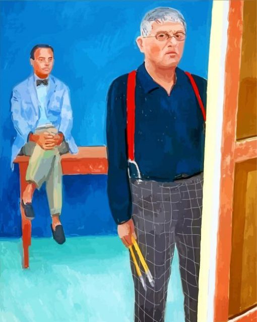 David Hockney Self Portrait With Charlie paint by numbers