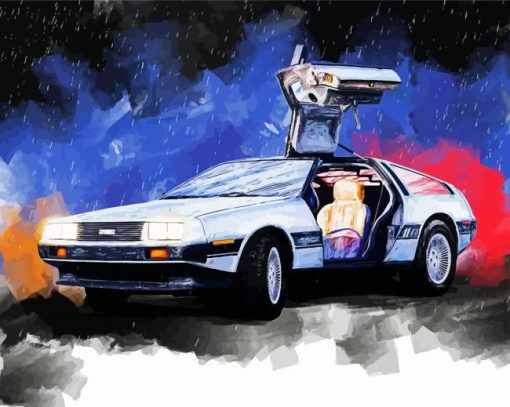 Delorean Car Art paint by numbers