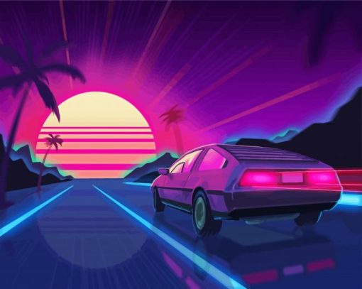 Delorean Car Illustration paint by numbers