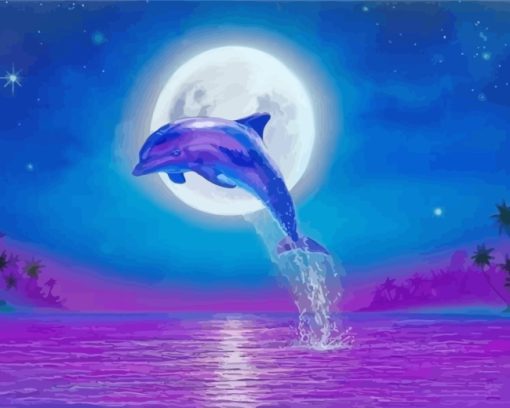 Dolphin Moonlight paint by numbers