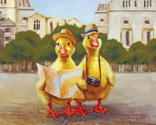 Ducklings Tourists paint by numbers
