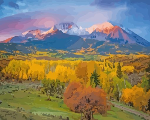 Fall Aspen Colorado Landscape paint by numbers