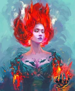 Aesthetic Fire Lady paint by numbers