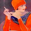 Flapper Lady smoking paint by numbers