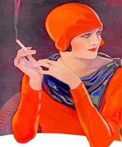 Flapper Lady smoking paint by numbers