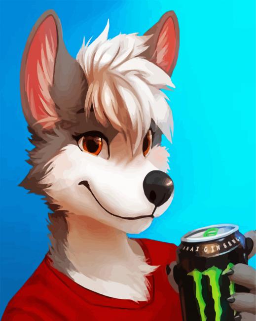 Furry Drinking Monster Drink paint by numbers
