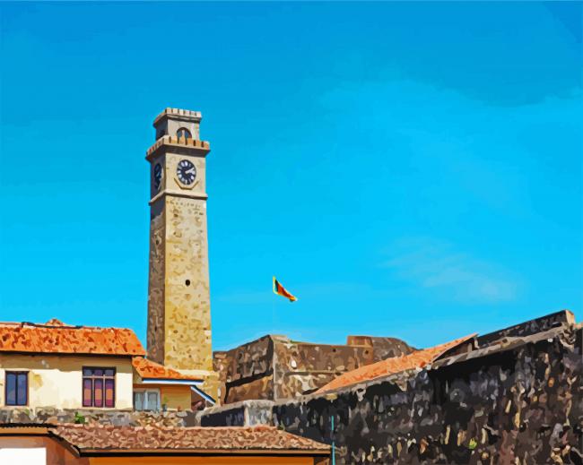 Galle Fort Clock Tower paint by numbers