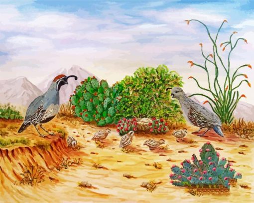 Gambel Birds With Chicks paint by numbers