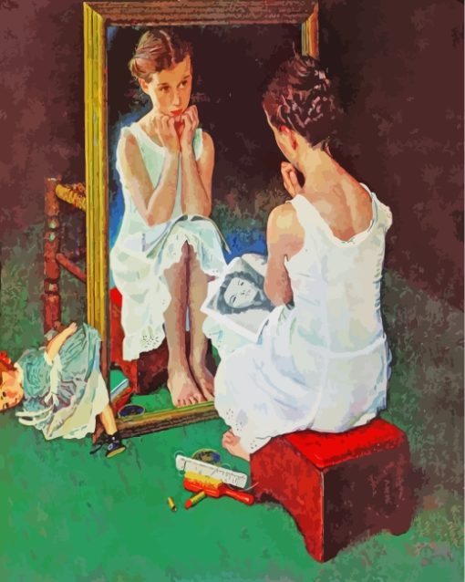 Girl At The Mirror Art paint by numbers