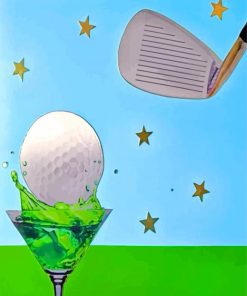 Golf Ball In Glass And Club paint by numbers