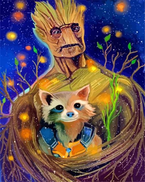 Groot And Rocket paint by numbers