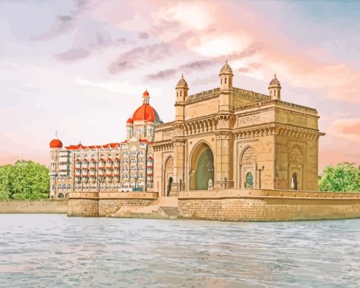 Aesthetic Taj Mahal Mumbai paint by numbers