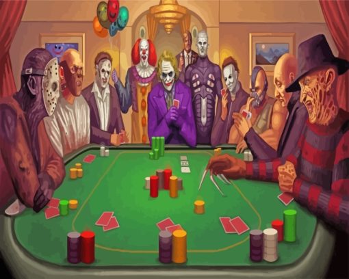 Horror Characters Playing Poker paint by numbers