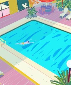 Illustration Swimming Pool paint by numbers