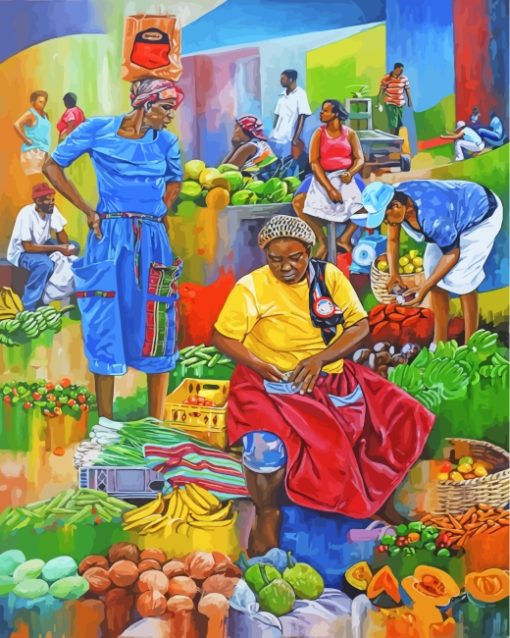 Jamaicans Fruits Sellers paint by numbers