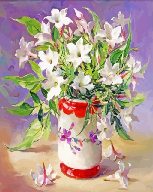 Jasmine Flowers In Vase paint by numbers