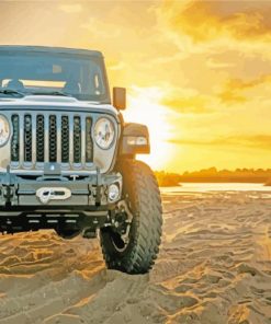 Sunset Jeep Wrangler paint by numbers