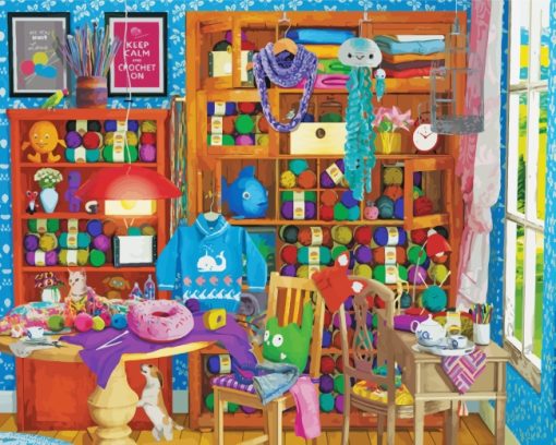 Colorful Knit Room paint by numbers