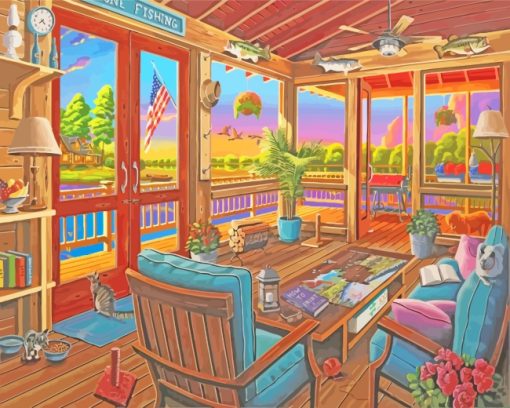 Lakeside House View paint by numbers