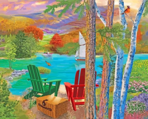 Aesthetic Lakeside View paint by numbers