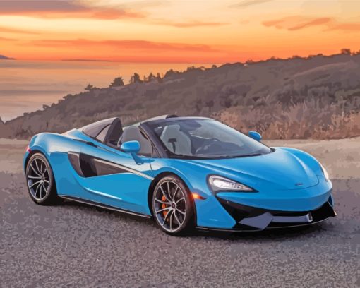 Blue Mclaren Supercar paint by numbers