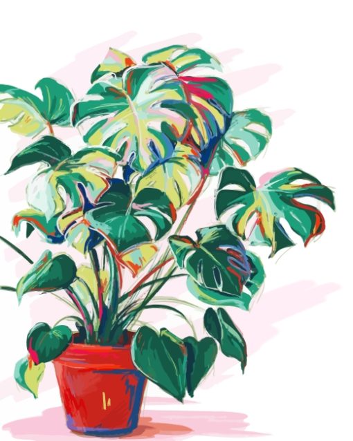 Aesthetic Monstera Plant Pot paint byb numbers