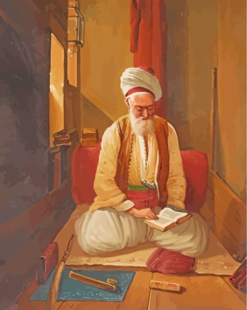 Muslim Man Reading Quran paint by numbers