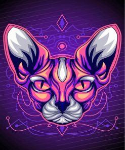 Aesthetic Neon Sphynx Cat paint by numbers