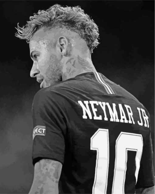 Black And White Neymar paint by numbers