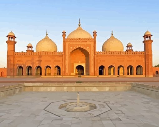 Aesthetic Badshahi Mosque paint by numbers
