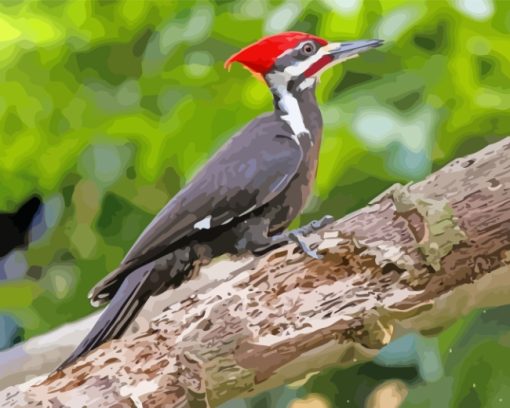 Pileated woodpecker On Branch paint by numbers