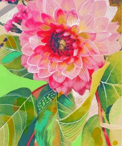 Pink Dahlia Flower Art paint by numbers