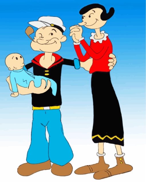 Popeye And Olive Oyl Characters paint by numbers