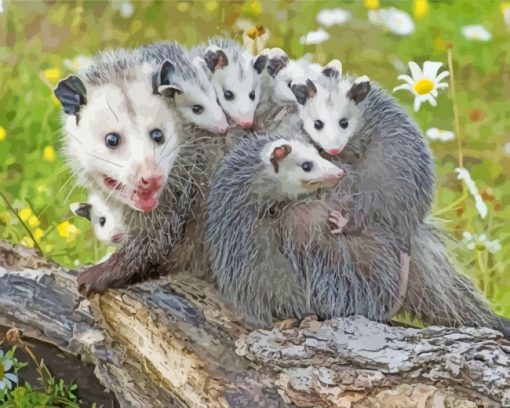 Possums Family Animals paint by numbers
