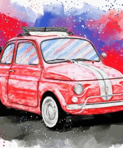 Red Vintage Fiat 500 Art paint by numbers
