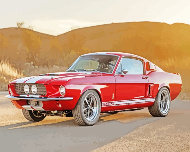 Cool Red Shelby Car Paint By Numbers - Canvas Paint by numbers